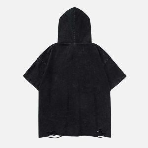 youthful letter print ripped hoodie tee dynamic streetwear 3426