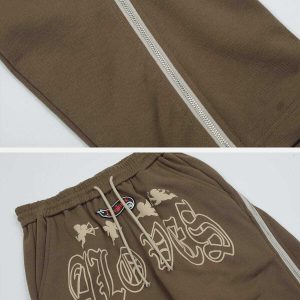 youthful letter print zipper pants dynamic streetwear look 1230