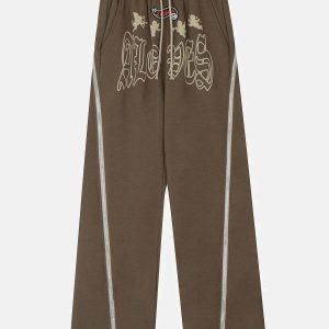 youthful letter print zipper pants dynamic streetwear look 3994