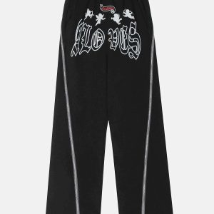 youthful letter print zipper pants dynamic streetwear look 6809