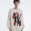youthful letter shadow sweatshirt   abstract urban chic 2066