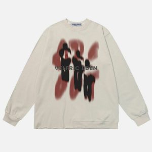 youthful letter shadow sweatshirt   abstract urban chic 2901