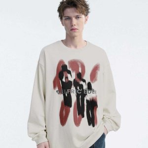 youthful letter shadow sweatshirt   abstract urban chic 3469