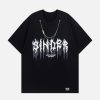 youthful letter shadow tee with chain detail urban chic 8514