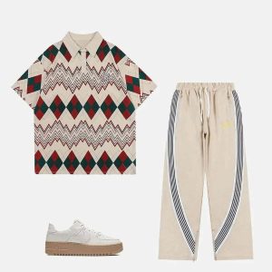 youthful letter stripe panel pants dynamic streetwear look 8369