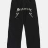 youthful lettering pistol embroidered pants streetwise appeal 6825