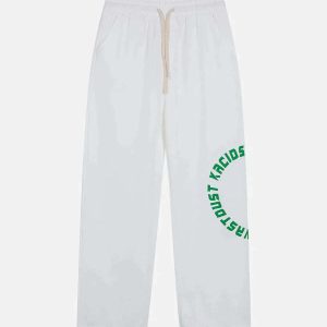 youthful letters graphic ice silk pants   cool & comfortable 6500