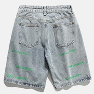 youthful letters print denim shorts   trendy & urban style 6255