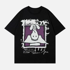 youthful long ears rabbit tee   graphic & trendy style 8176