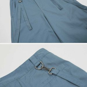 youthful long ribbon cargo pants   big pockets & urban style 8009