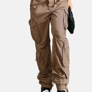 youthful long ribbon cargo pants low waist & trendy fit 6132