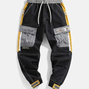 youthful loose pocket trim pants streetwear essential 7139