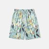 youthful lotus print beach shorts   vibrant summer style 7351