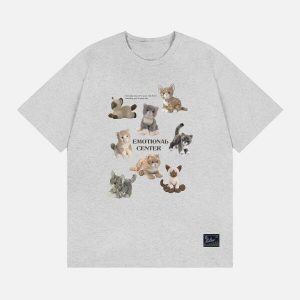 youthful male cats print tee   quirky & urban style 2363
