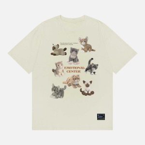 youthful male cats print tee   quirky & urban style 5493