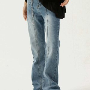 youthful microflare jeans with frayed edges & loose fit 1773