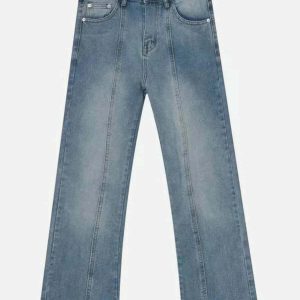 youthful microflare jeans with frayed edges & loose fit 5944