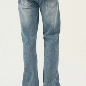 youthful microflare jeans with frayed edges & loose fit 7877