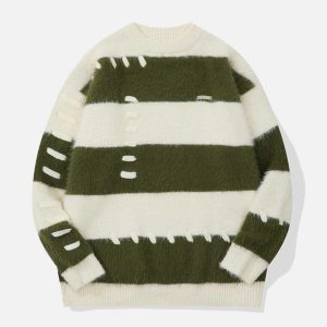 youthful mohair stripe sweater dynamic color play 5769