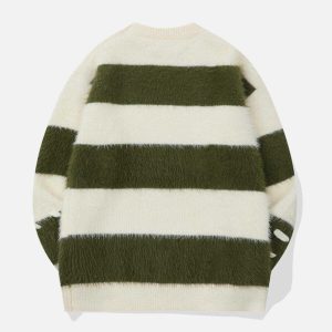 youthful mohair stripe sweater dynamic color play 7039