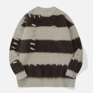 youthful mohair stripe sweater dynamic color play 8428