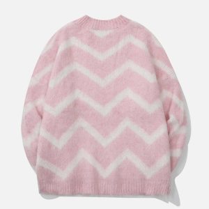 youthful mohair wavy stripe sweater dynamic design 5528