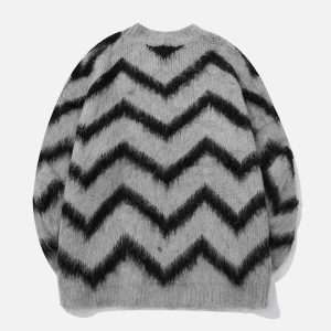 youthful mohair wavy stripe sweater dynamic design 6270