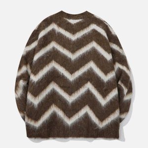 youthful mohair wavy stripe sweater dynamic design 7697