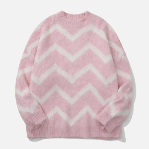 youthful mohair wavy stripe sweater dynamic design 8897