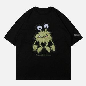youthful monster embroidery tee dynamic streetwear design 4893