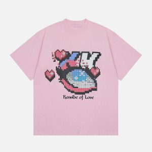 youthful mosaic pixel heart tee   graphic & trendy style 7617