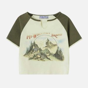 youthful mountain peak tee eclectic patchwork design 3569