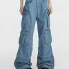 youthful multi pocket cargo jeans   trendy urban fit 7208