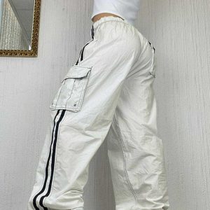 youthful multi pocket cargo pants   patchwork streetwear 7961