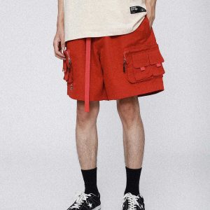 youthful multi pocket shorts   sleek urban streetwear 2005