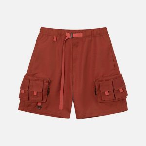 youthful multi pocket shorts   sleek urban streetwear 5209