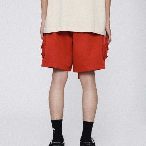 youthful multi pocket shorts   sleek urban streetwear 5990