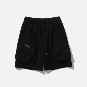 youthful multi pocket shorts sleek drawstring design 2865
