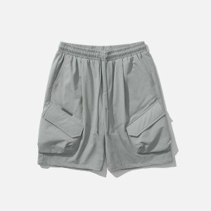youthful multi pocket shorts sleek drawstring design 8007