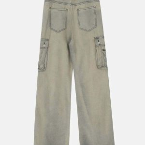 youthful multi pocket twine jeans   streetwear essential 7026