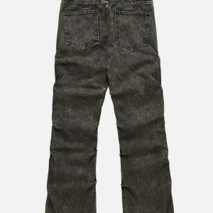 youthful multi wrinkle jeans straight leg urban trend 6053