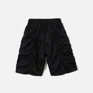 youthful multi wrinkle shorts   trendy y2k streetwear 8952
