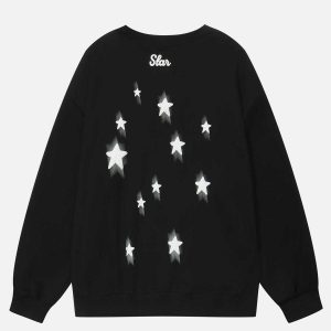 youthful multi star foam sweatshirt   trending urban style 6153