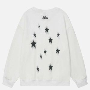 youthful multi star foam sweatshirt   trending urban style 7096