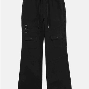 youthful multipocket cargo pants   sleek drawstring design 7761