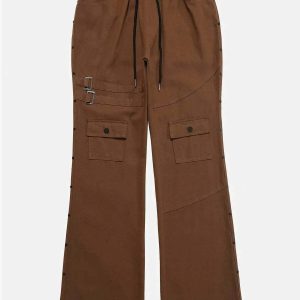 youthful multipocket cargo pants   sleek drawstring design 7846