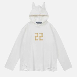 youthful number horn hoodie dynamic streetwear design 4869
