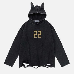 youthful number horn hoodie dynamic streetwear design 6967