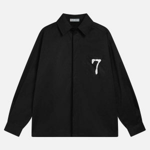youthful number print shirt long sleeve streetwear gem 5036