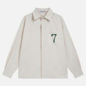 youthful number print shirt long sleeve streetwear gem 8045